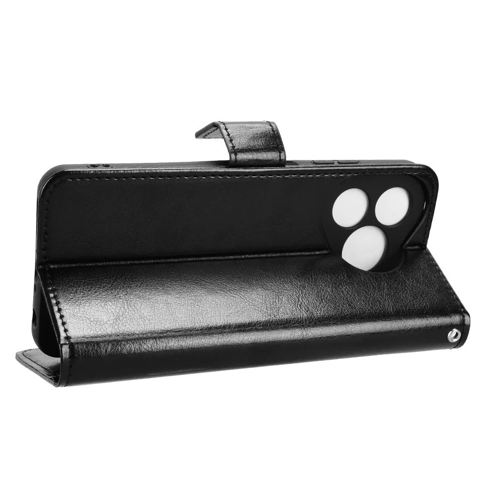 For Ulefone Note 19 PU Leather Case with Strap Crazy Horse Texture Phone Wallet Cover - Black - 6