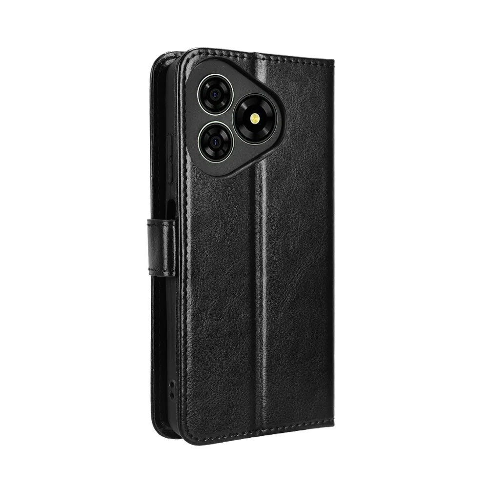 For Ulefone Note 19 PU Leather Case with Strap Crazy Horse Texture Phone Wallet Cover - Black - 7