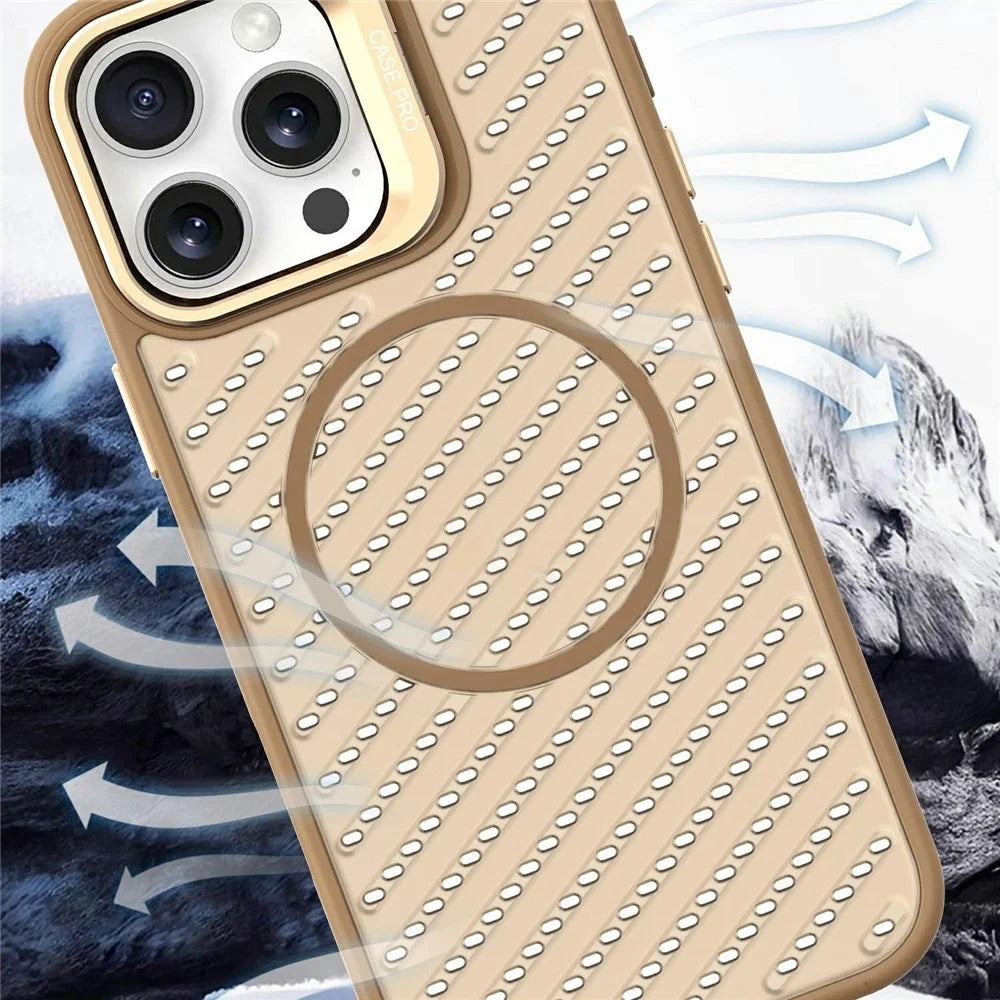 For iPhone 16 Pro Max Magnetic Case PC TPU Back Cover Hollow Design with Lens Kickstand - Grey - 5