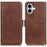 For iPhone 17 Case Stand Cowhide Texture PU Leather Phone Cover - Brown - 1