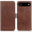 For iPhone Air Case Stand Cowhide Texture PU Leather Phone Cover - Brown - 1