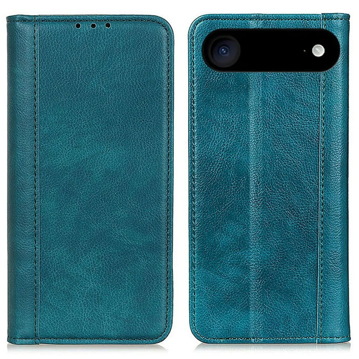 For iPhone Air Stand Case Split Leather Litchi Texture Wallet Phone Cover - Green - 1