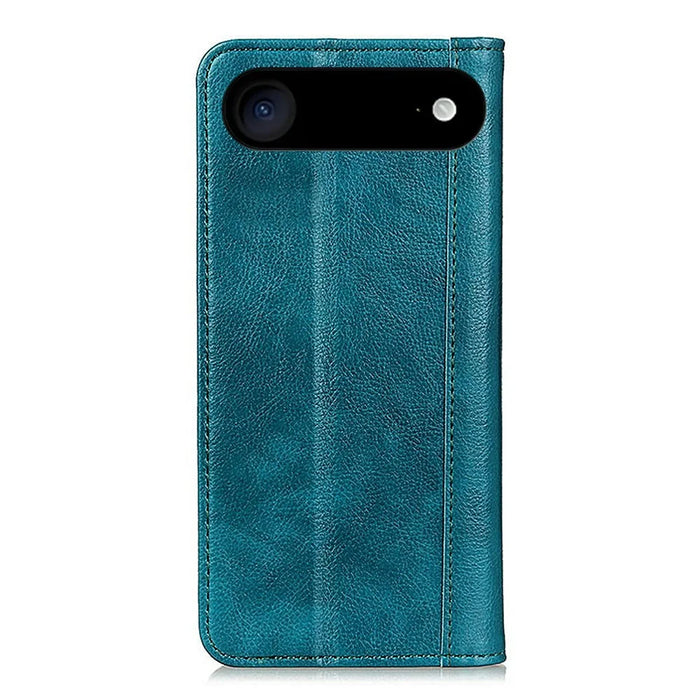 For iPhone Air Stand Case Split Leather Litchi Texture Wallet Phone Cover - Green - 7
