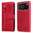 For iPhone 18 Pro / 17 Pro PU Leather Cases with Zipper Pocket Wallet Phone Cover Stand - Red - 1