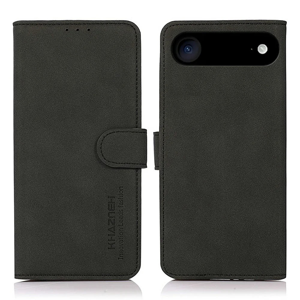 KHAZNEH For iPhone Air Case PU Leather Wallet Stand Phone Cover - Black - 1