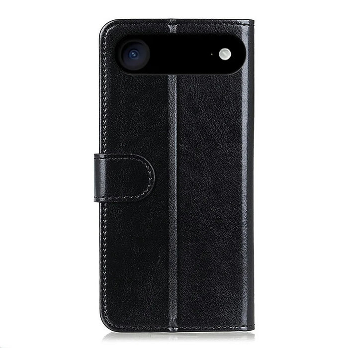 For iPhone Air Case Crazy Horse Texture PU Leather Phone Stand Cover - Black - 6