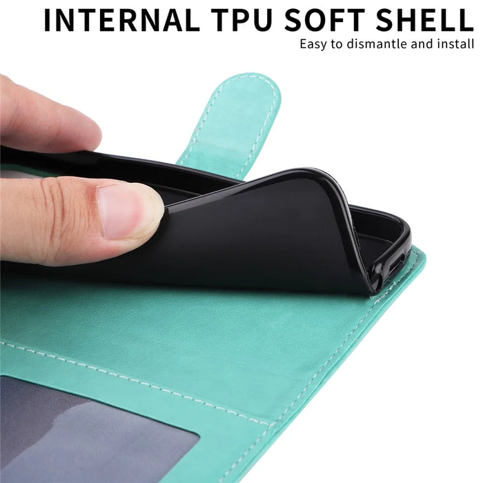For iPhone 18 Pro / 17 Pro Max Case Sunflower Imprint Leather Wallet Phone Cover - Green - 7