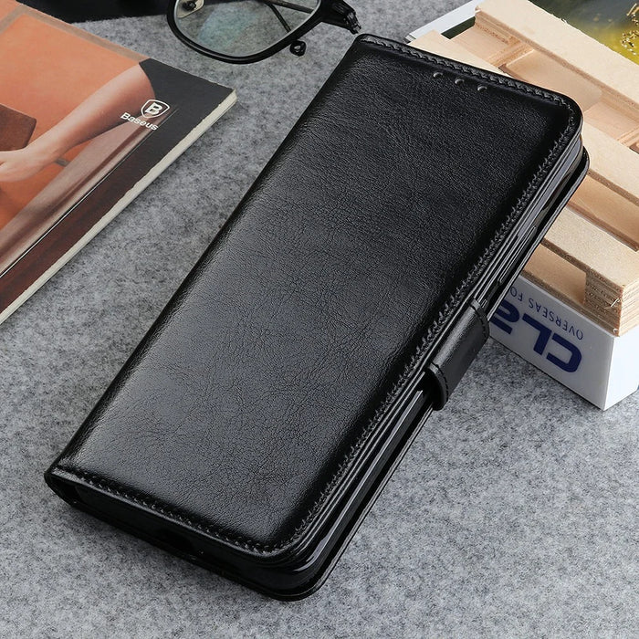 For iPhone 18 Pro / 17 Pro Case Crazy Horse Texture PU Leather Phone Stand Cover - Black - 7