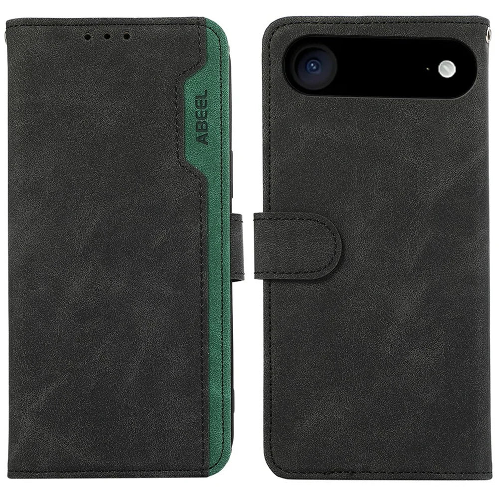 ABEEL For iPhone Air Case Color Splicing Leather Flip Phone Cover RFID Blocking - Black - 1