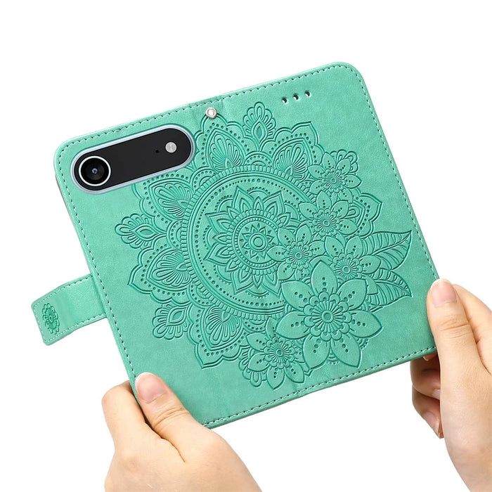 For iPhone Air Case Floral Pattern PU Leather Wallet Stand Phone Cover - Green - 2