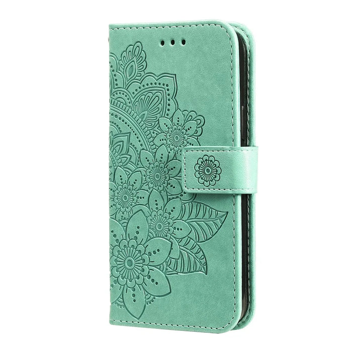 For iPhone Air Case Floral Pattern PU Leather Wallet Stand Phone Cover - Green - 4