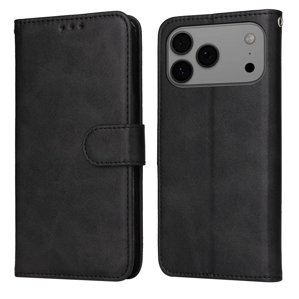 For iPhone 18 Pro Max / 17 Pro Max Case Wallet PU Leather Folio Flip Phone Cover - Black - 1
