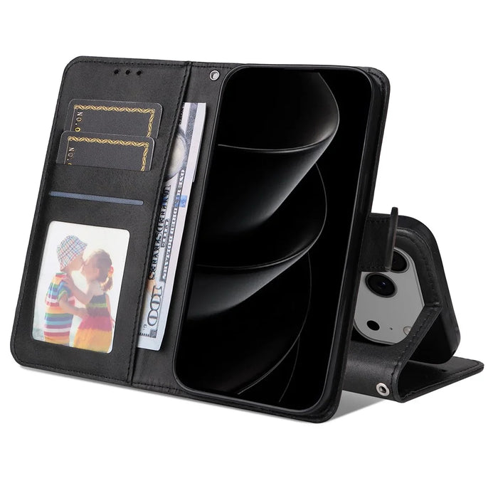 For iPhone 18 Pro Max / 17 Pro Max Case Wallet PU Leather Folio Flip Phone Cover - Black - 2