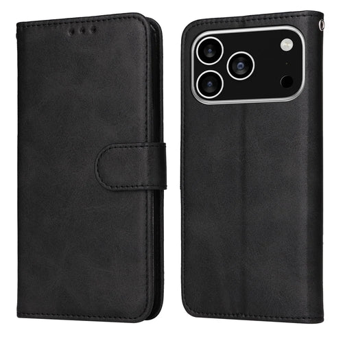 For iPhone 18 Pro / 17 Pro Case Wallet PU Leather Folio Flip Phone Cover - Black - 1