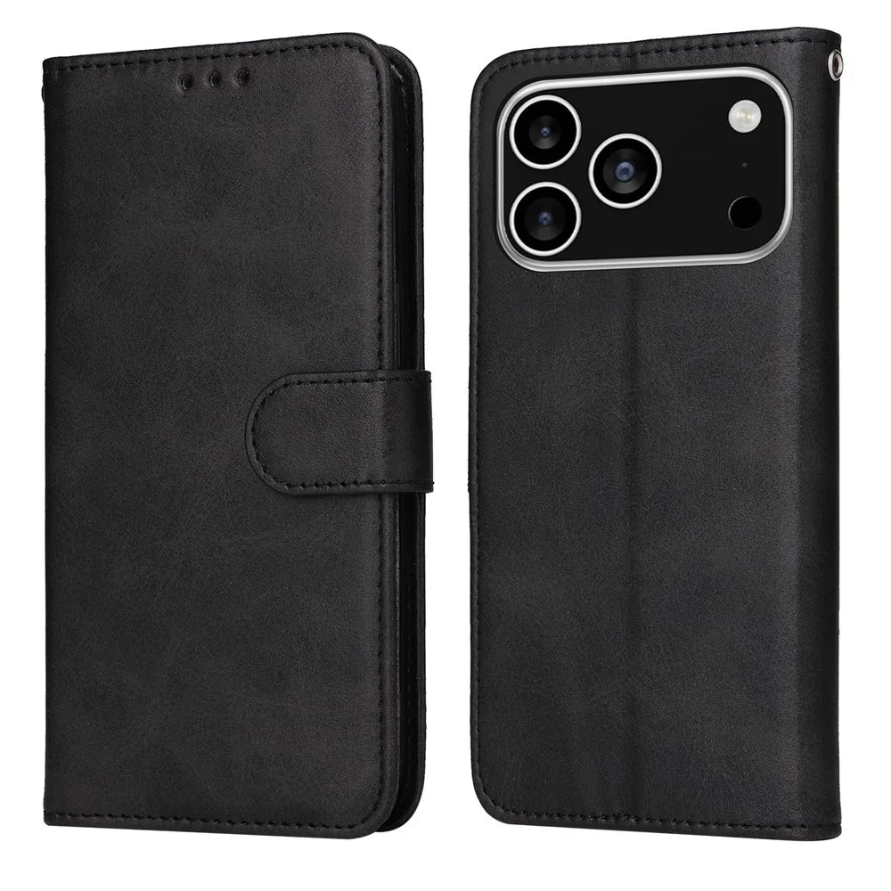 For iPhone 18 Pro / 17 Pro Case Wallet PU Leather Folio Flip Phone Cover - Black - 1