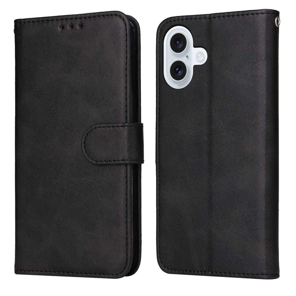 For iPhone 17 Case Wallet PU Leather Folio Flip Phone Cover - Black - 1