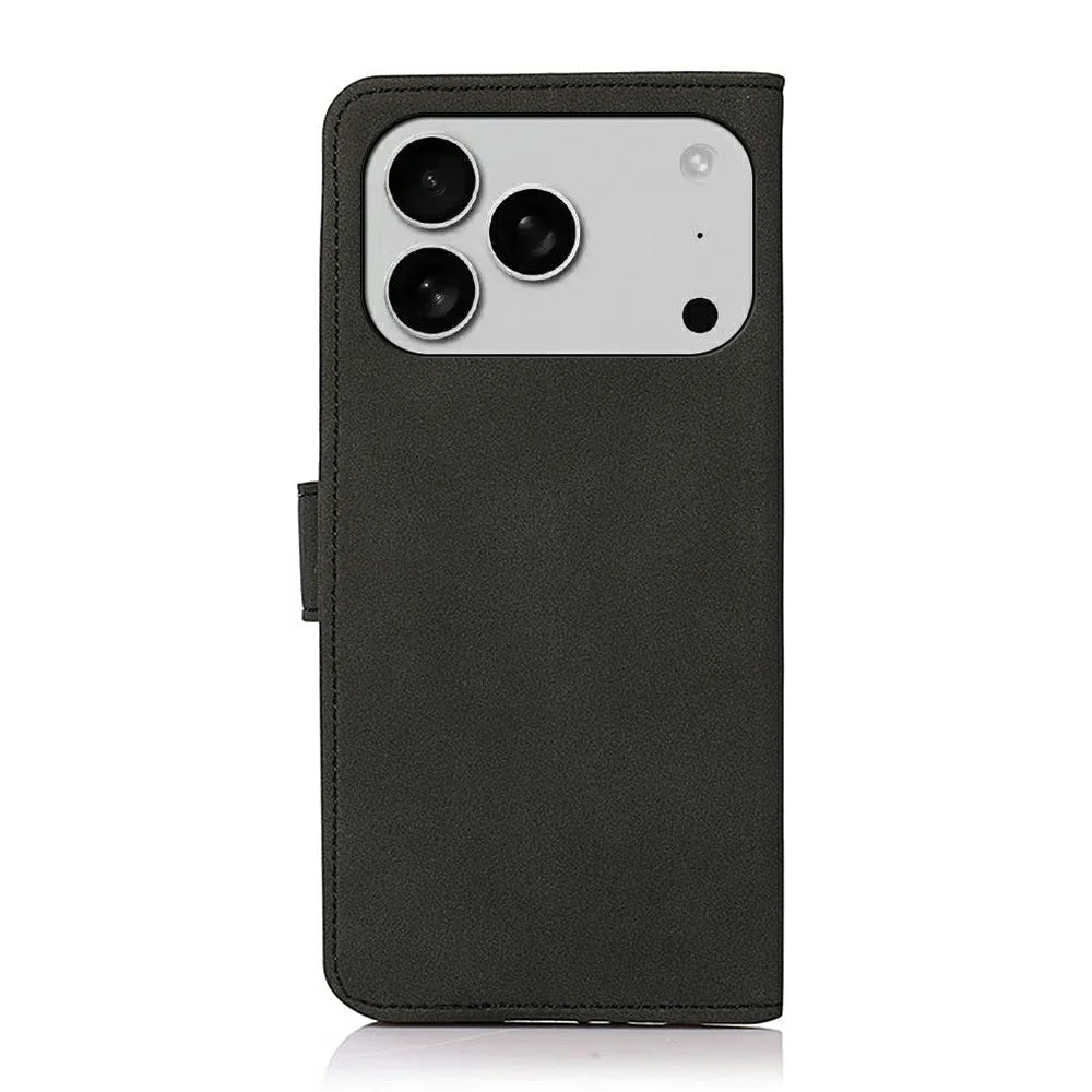 KHAZNEH For iPhone 18 Pro / 17 Pro Case PU Leather Wallet Stand Phone Cover - Black - 7