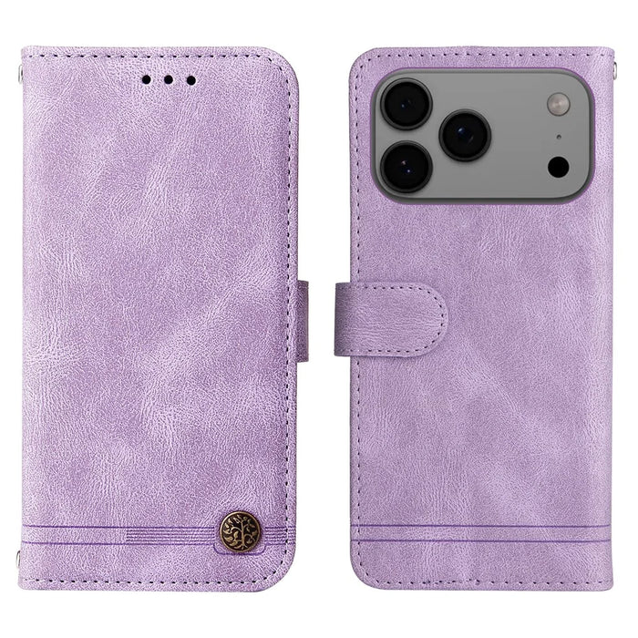For iPhone 18 Pro Max / 17 Pro Max Leather Wallet Cases Skin Touch Phone Cover Stand with Strap - Purple - 1
