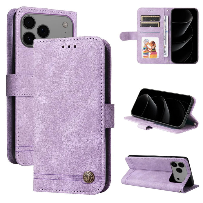For iPhone 18 Pro Max / 17 Pro Max Leather Wallet Cases Skin Touch Phone Cover Stand with Strap - Purple - 2