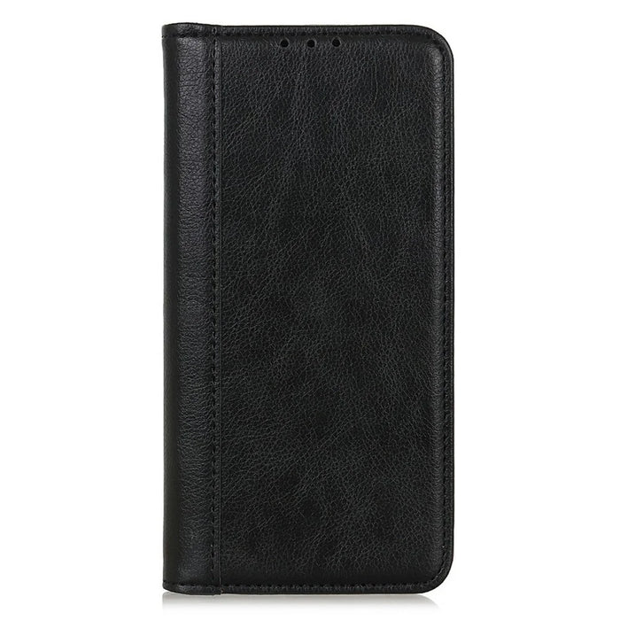 For iPhone 17 Stand Case Split Leather Litchi Texture Wallet Phone Cover - Black - 6