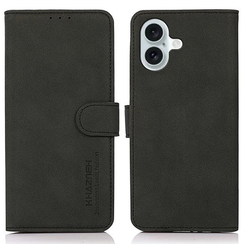 KHAZNEH For iPhone 17 Case PU Leather Wallet Stand Phone Cover - Black - 1
