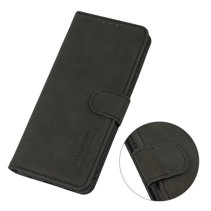 KHAZNEH For iPhone 17 Case PU Leather Wallet Stand Phone Cover - Black - 5
