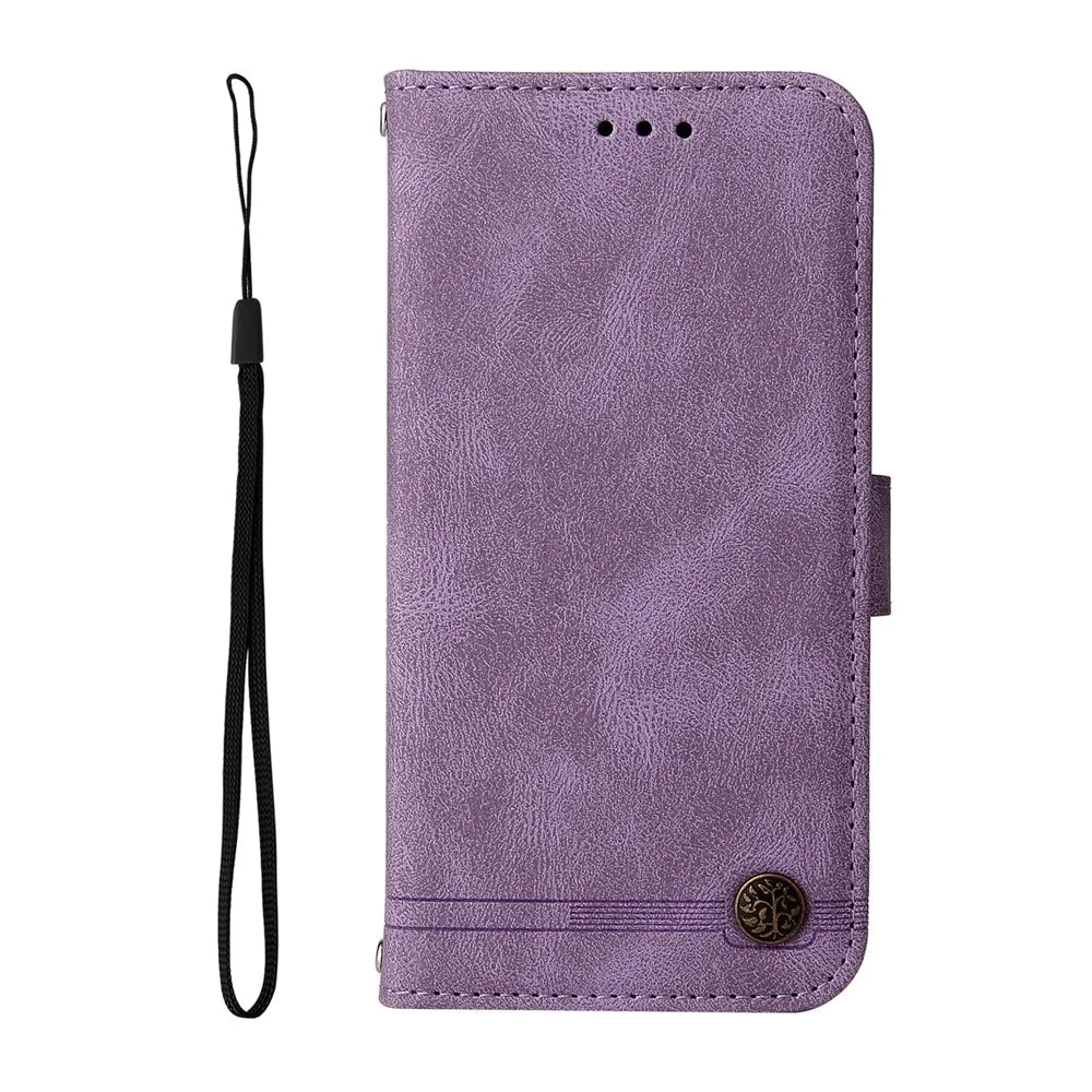 For iPhone Air Leather Wallet Cases Skin Touch Phone Cover Stand with Strap - Purple - 6
