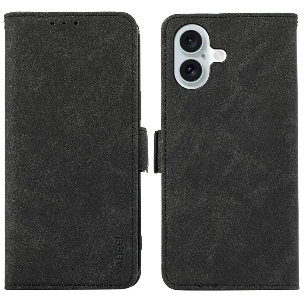 ABEEL For iPhone 17 Case PU Leather Folio Stand View RFID Blocking Phone Cover - Black - 1