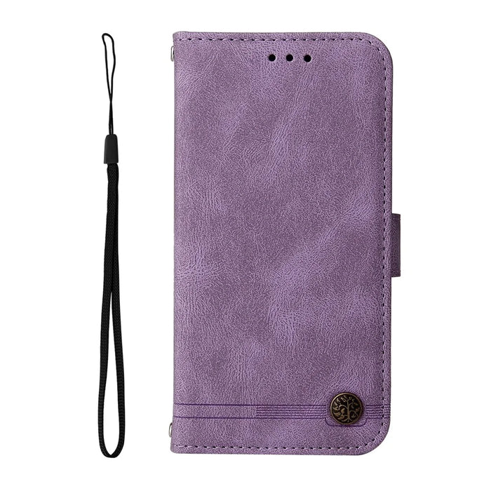 For iPhone 17 Leather Wallet Cases Skin Touch Phone Cover Stand with Strap - Purple - 6