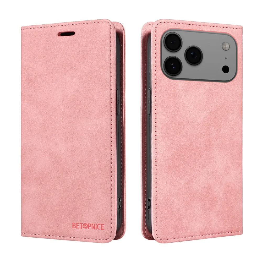 BETOPNICE For iPhone 18 Pro Max / 17 Pro Max Case  Magnetic Closure RFID Blocking Wallet Stand Leather Phone Cover - Pink - 2