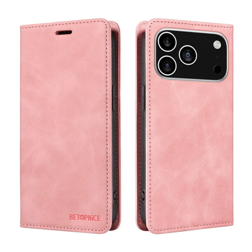 BETOPNICE For iPhone 18 Pro / 17 Pro Case  Magnetic Closure RFID Blocking Wallet Stand Leather Phone Cover - Pink - 2