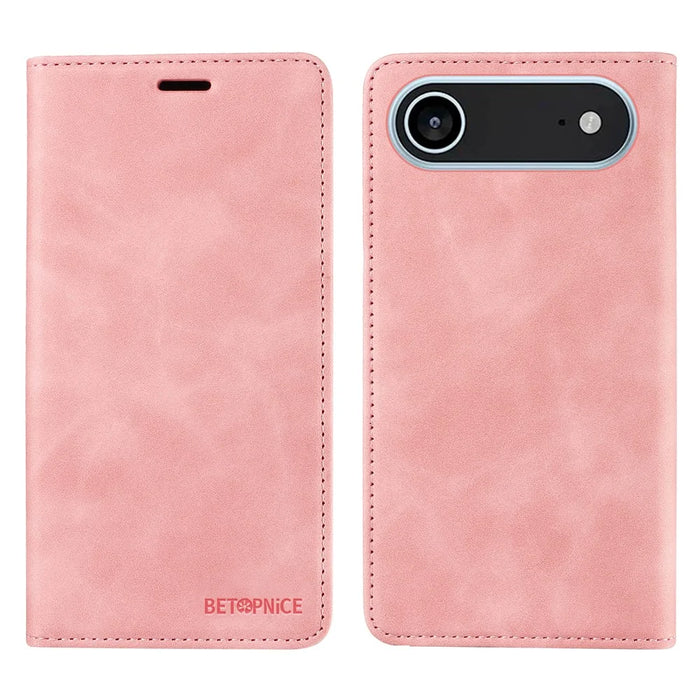 BETOPNICE For iPhone Air Case  Magnetic Closure RFID Blocking Wallet Stand Leather Phone Cover - Pink - 1