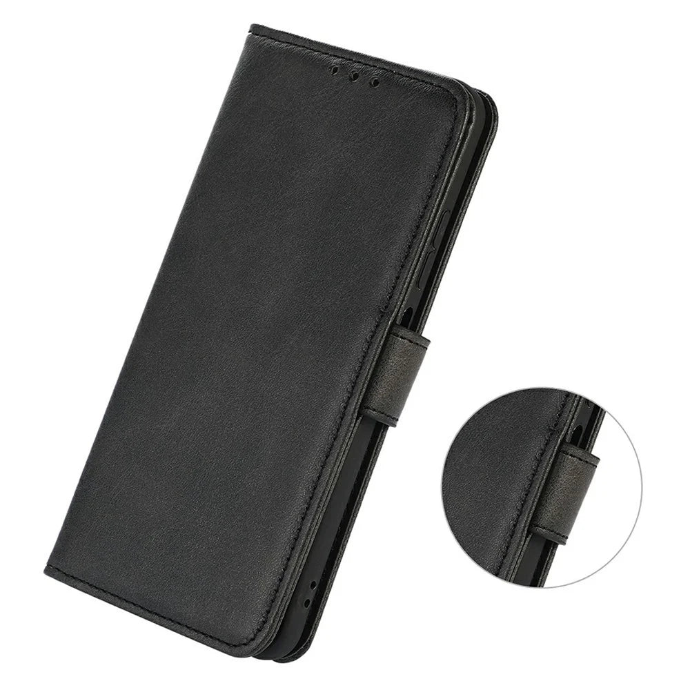 For iPhone 17 Case Cowhide Texture Leather Wallet Phone Cover with Stand - Black - 5