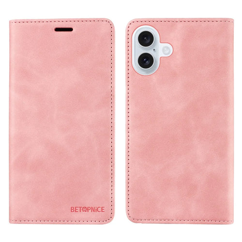 BETOPNICE For iPhone 17 Case  Magnetic Closure RFID Blocking Wallet Stand Leather Phone Cover - Pink - 1