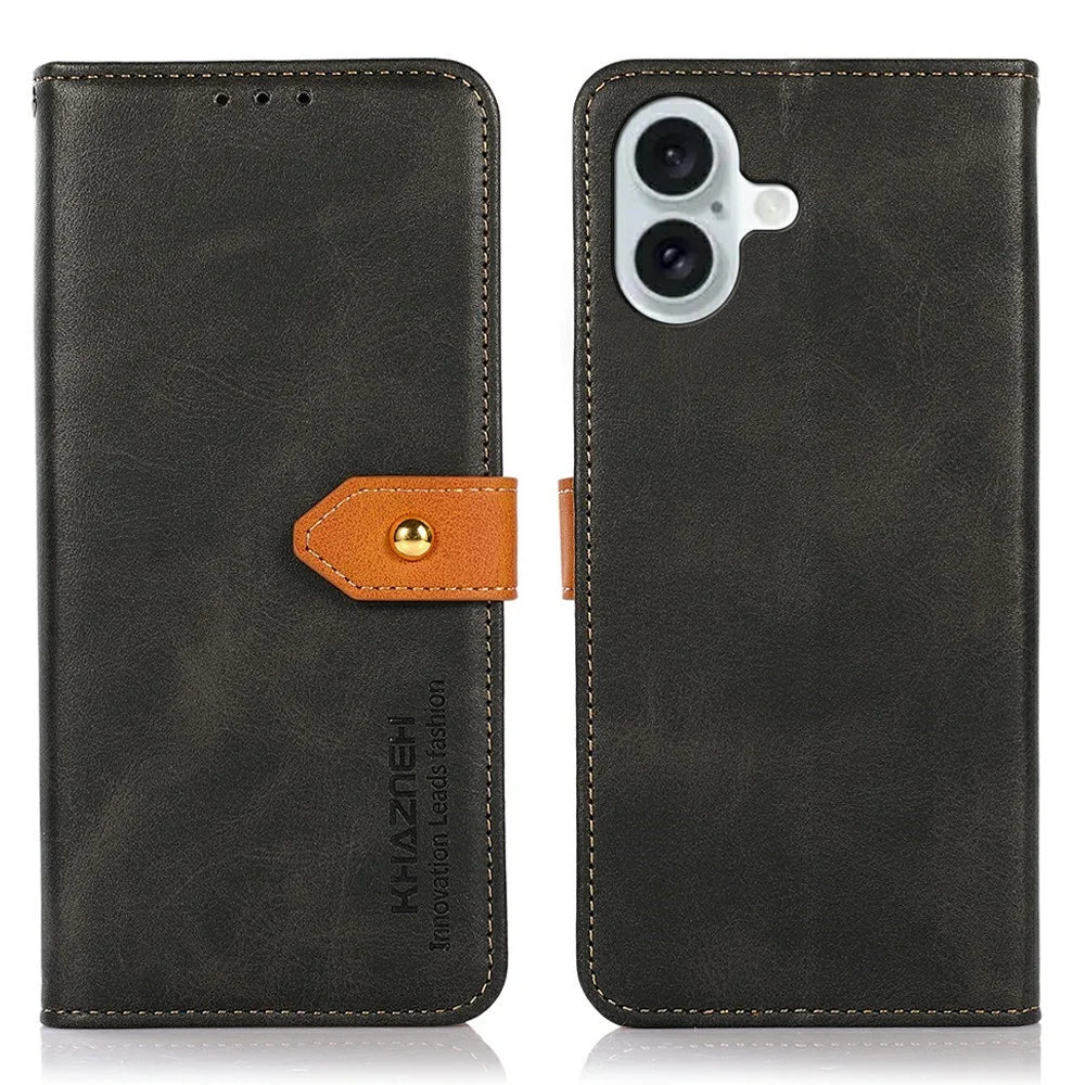 KHAZNEH For iPhone 17 Wallet Phone Case Stand Leather Flip Cover - Black - 1