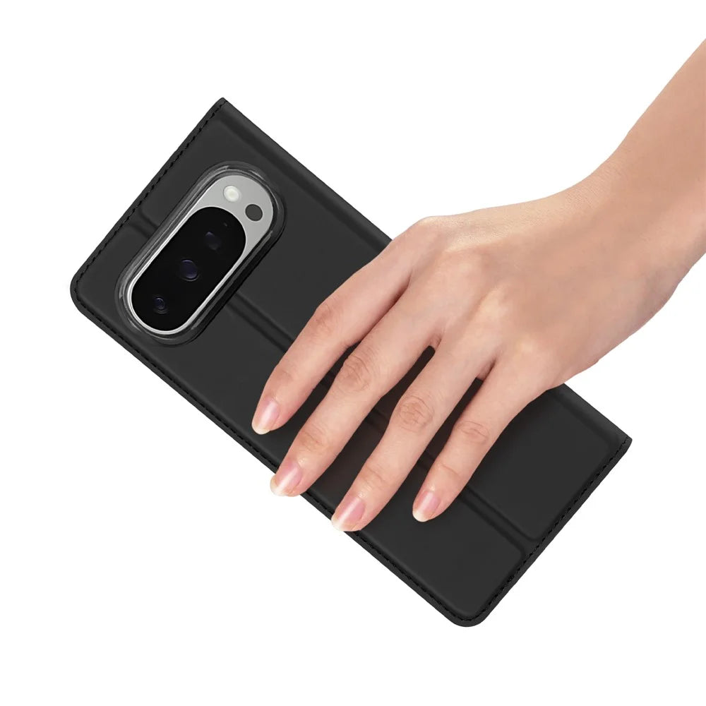 DUX DUCIS For Google Pixel 10 Pro / Google Pixel 10 Case  Skin Pro Series Leather Stand Cover Card Holder - Black - 6