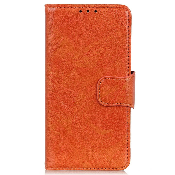 For iPhone Air Case Nappa Texture Split Leather Wallet Phone Cover - Orange - 6