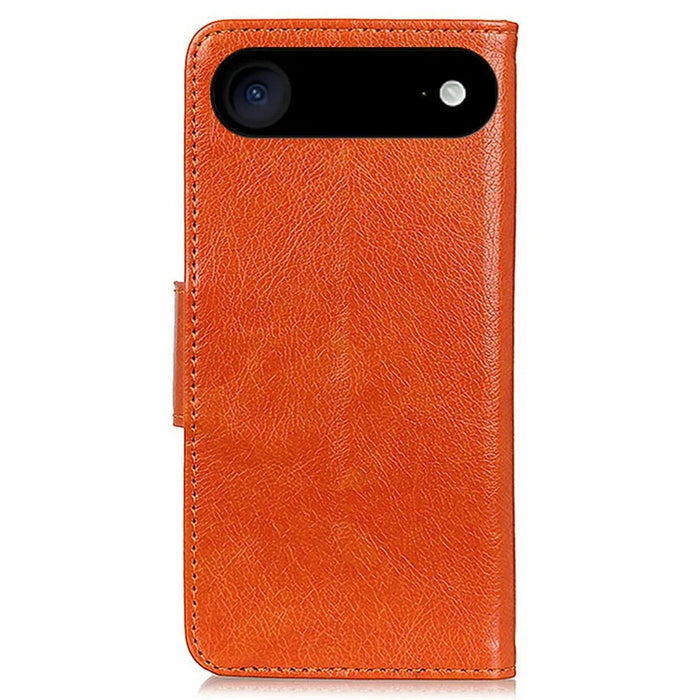 For iPhone Air Case Nappa Texture Split Leather Wallet Phone Cover - Orange - 7