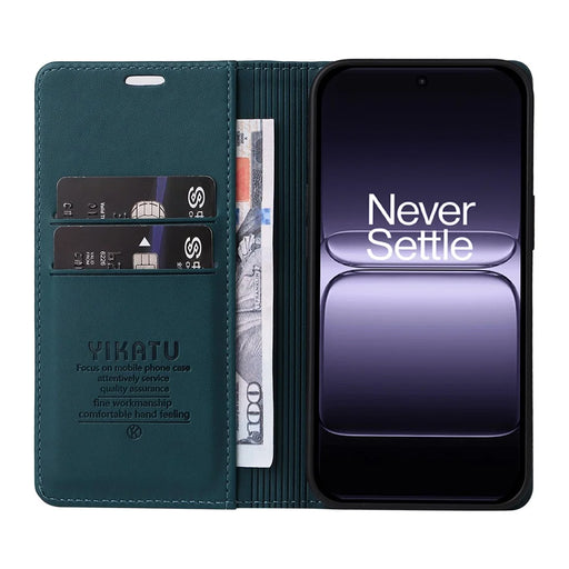 YIKATU For OnePlus 13T 5G Phone Cases  Magnetic Closure PU Leather Mobile Cover - Green - 2