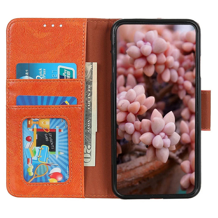 For iPhone 18 Pro Max / 17 Pro Max Case Nappa Texture Split Leather Wallet Phone Cover - Orange - 2