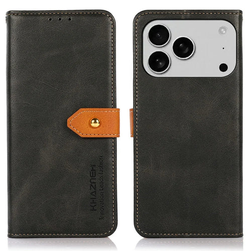 KHAZNEH For iPhone 18 Pro Max / 17 Pro Max Wallet Phone Case Stand Leather Flip Cover - Black - 1