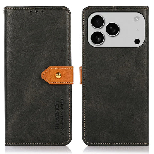 KHAZNEH For iPhone 18 Pro Max / 17 Pro Max Wallet Phone Case Stand Leather Flip Cover - Black - 1