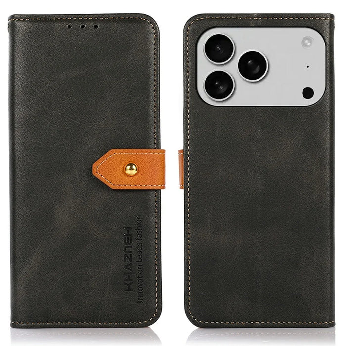 KHAZNEH For iPhone 18 Pro Max / 17 Pro Max Wallet Phone Case Stand Leather Flip Cover - Black - 1