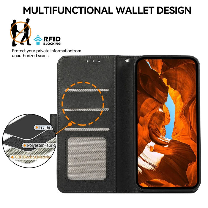For iPhone 17 Case RFID Blocking Flip Leather Phone Cover - Black - 5