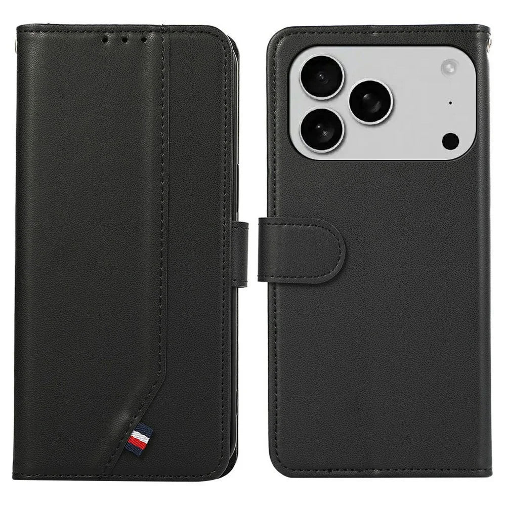 For iPhone 18 Pro / 17 Pro Case RFID Blocking Flip Leather Phone Cover - Black - 1