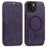 For iPhone 14 Case Compatible with MagSafe RFID Blocking Card Holder Leather Phone Cover - Dark Purple - 1