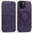 For iPhone 13 Case Compatible with MagSafe RFID Blocking Card Holder Leather Phone Cover - Dark Purple - 1