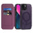 For iPhone 13 Case Compatible with MagSafe RFID Blocking Card Holder Leather Phone Cover - Dark Purple - 2