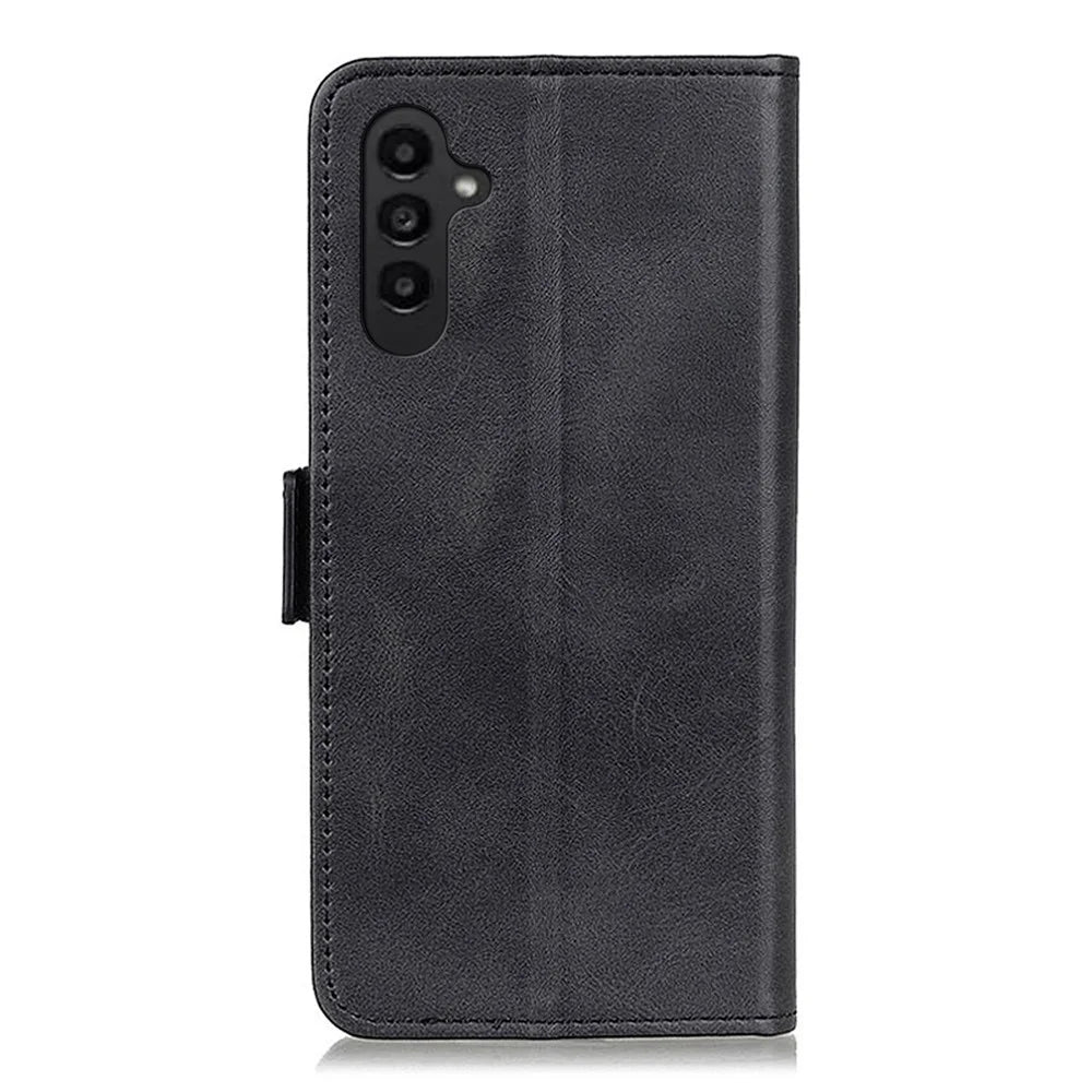 For Samsung Galaxy A14 5G / A14 4G Cowhide Texture PU Leather Case Magnetic Wallet Foldable Stand Anti-dust Phone Shell Cover - Black - 7