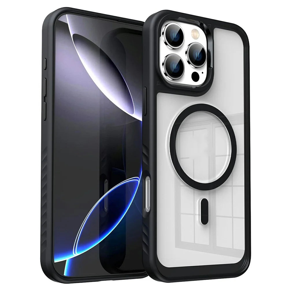 For iPhone 16 Pro Case Compatible with MagSafe TPU + PC Shockproof Phone Back Cover - Black - 1